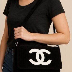 NWT Chanel Beaute Precision Adjustable Crossbody Shoulder Bag Black White